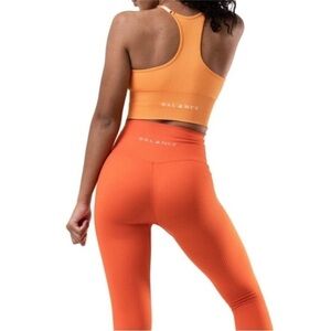 Balance Athletica | Women's Ribbed Bright Orange High Rise Workout Leggings M